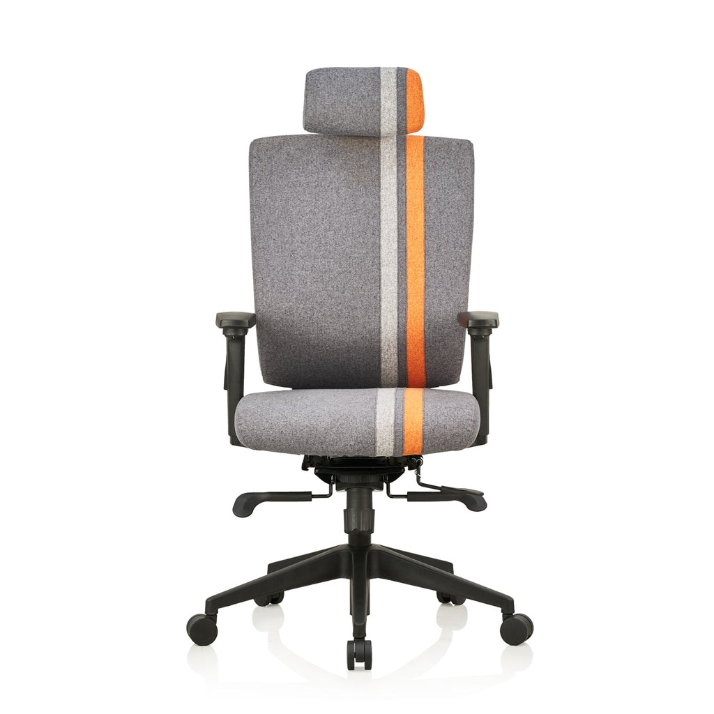 Featherlite Liberate Game High Back Fabric Chair with Dynaflex Back Support to Provide Dual Frame Flexibility & Seat Depth Adjustment(Orange)