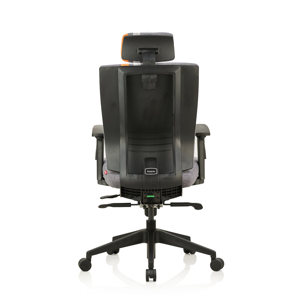 Featherlite Liberate Game High Back Fabric Chair with Dynaflex Back Support to Provide Dual Frame Flexibility & Seat Depth Adjustment(Orange)
