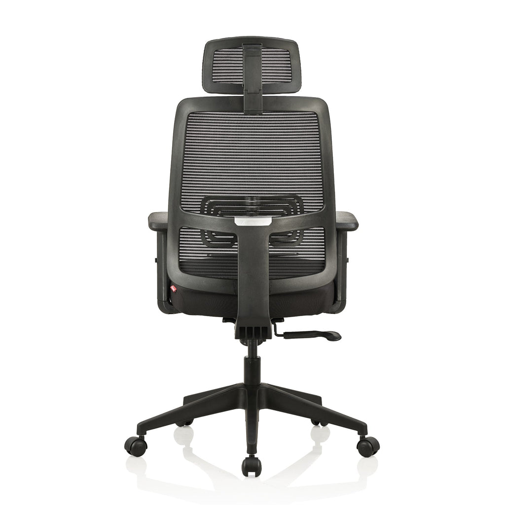 Featherlite Versa High Back Mesh Chair with Single Lock Synchro Mechanism & Fabric Upholstered Seat