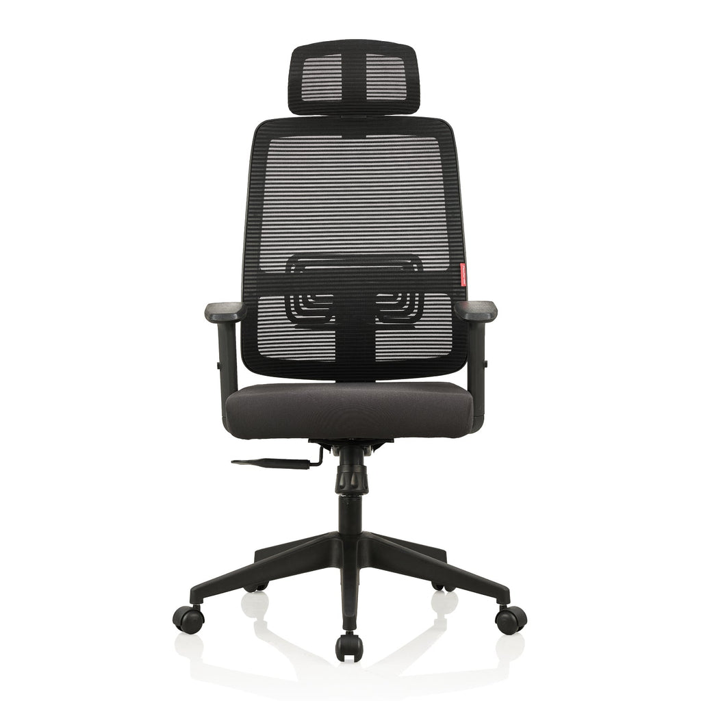 Featherlite Versa High Back Mesh Chair with Single Lock Synchro Mechanism & Fabric Upholstered Seat