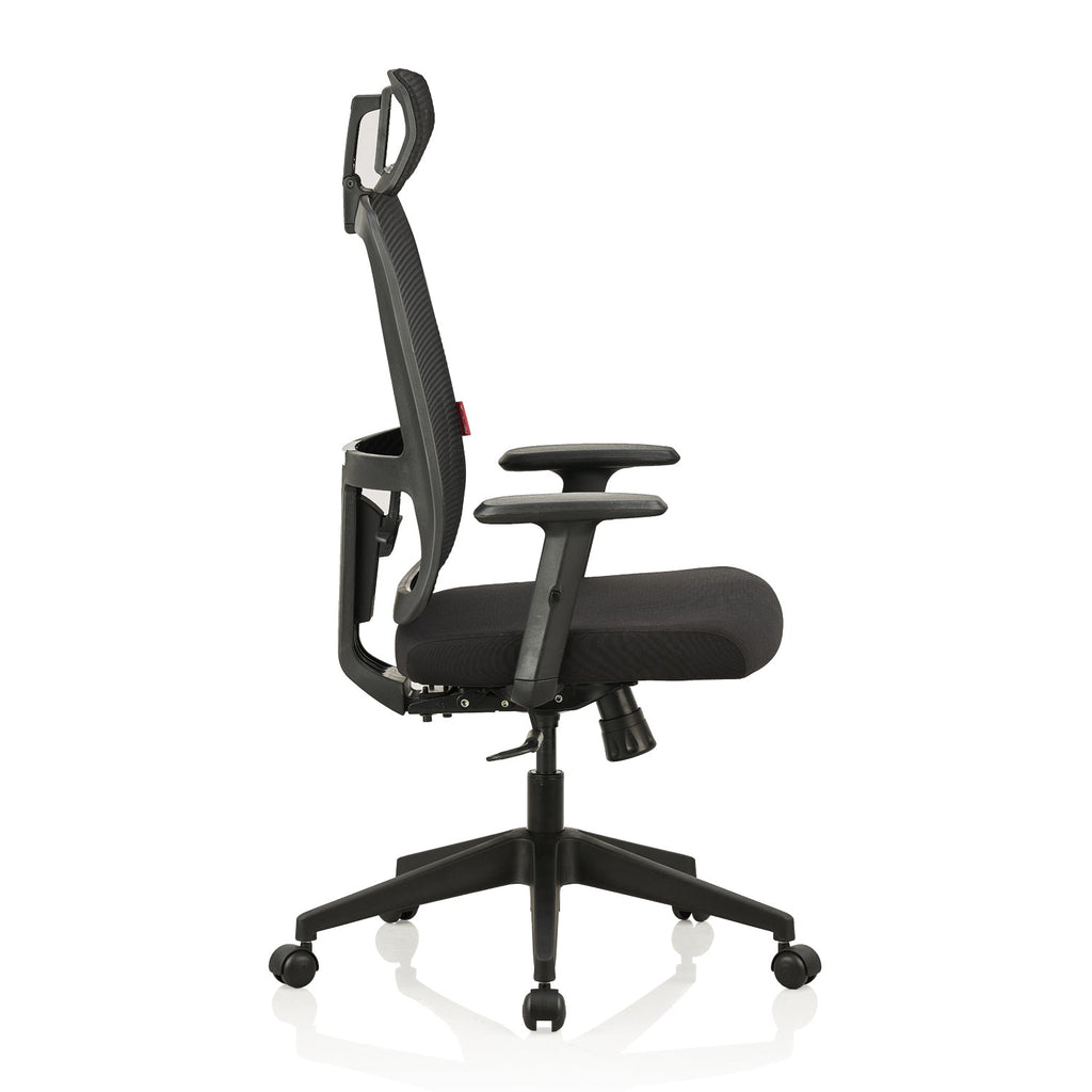 Featherlite Versa High Back Mesh Chair with Single Lock Synchro Mechanism & Fabric Upholstered Seat