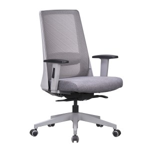 Featherlite Amaze Medium Back Mesh Chair with Self Calibrating Multilock Mechanism & Fabric Upholstered Cushion Seat(Grey) Nylon Base