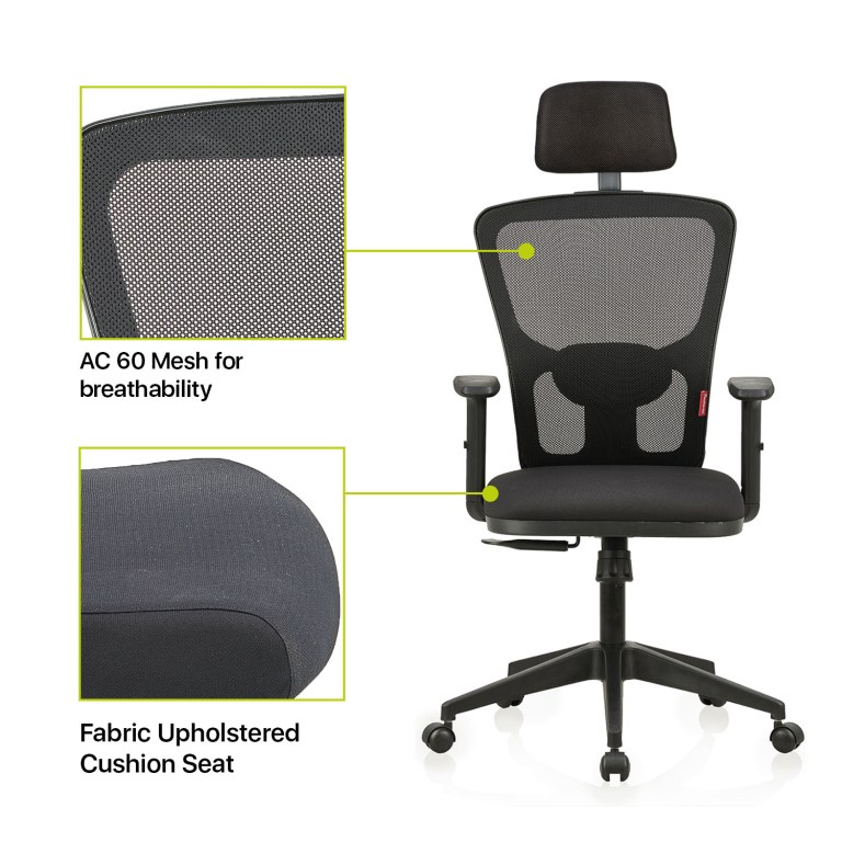 Featherlite Astro High Back Mesh Chair with Padded Lumbar Support